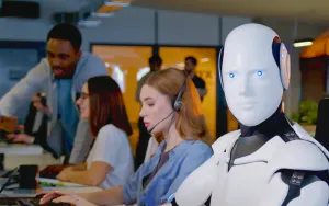 Robot automation in outsource center. 