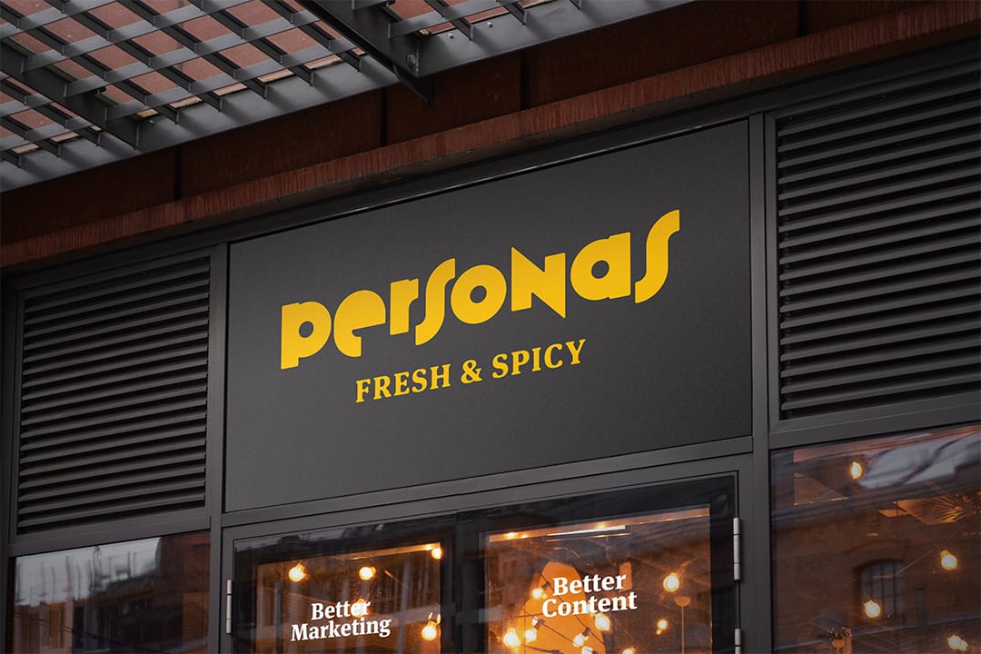 Restaurant front with signage offering fresh and spicy marketing personas.